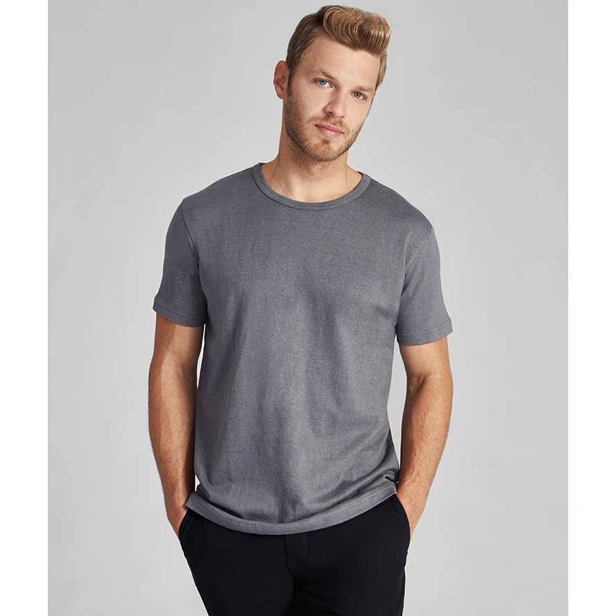 T-shirt for men in hemp and organic cotton steel grey