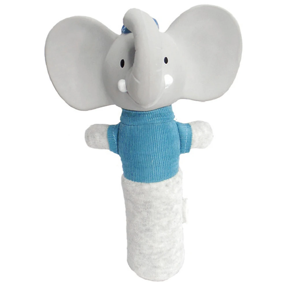Alvin the elephant Squeaker rattle in organic cotton and natural rubber_72458