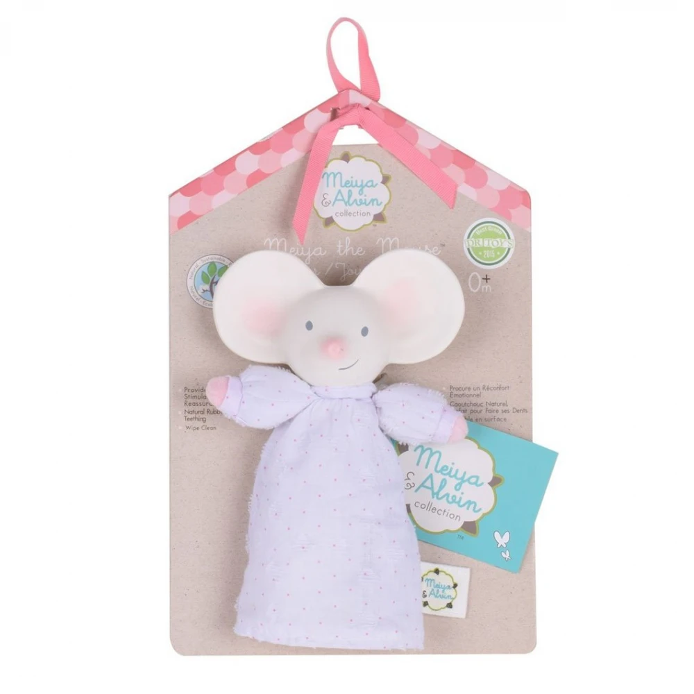 Meiya the Mouse Squeaker rattle in organic cotton and natural rubber