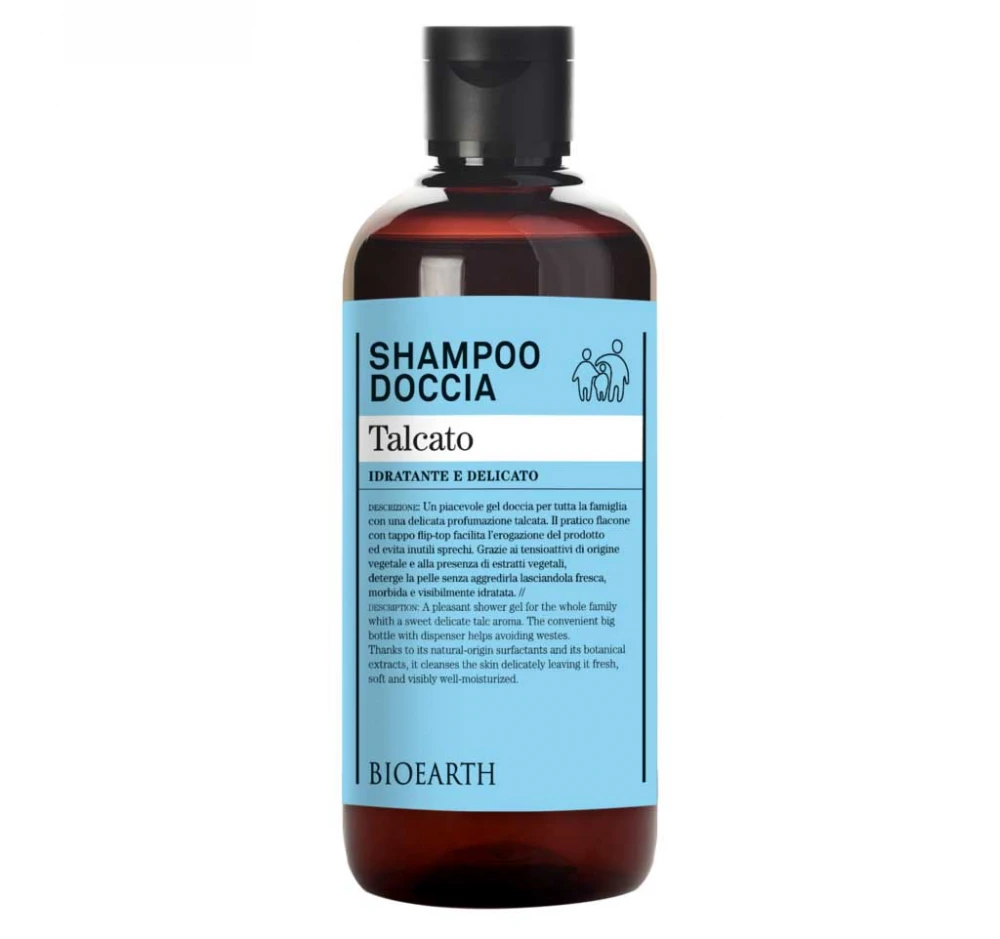 Moisturizing and delicate Shampoo and shower gel with talc