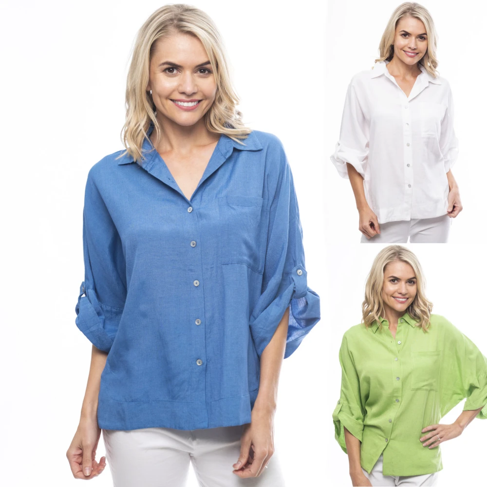 Orientique shirt in linen, cotton and natural viscose