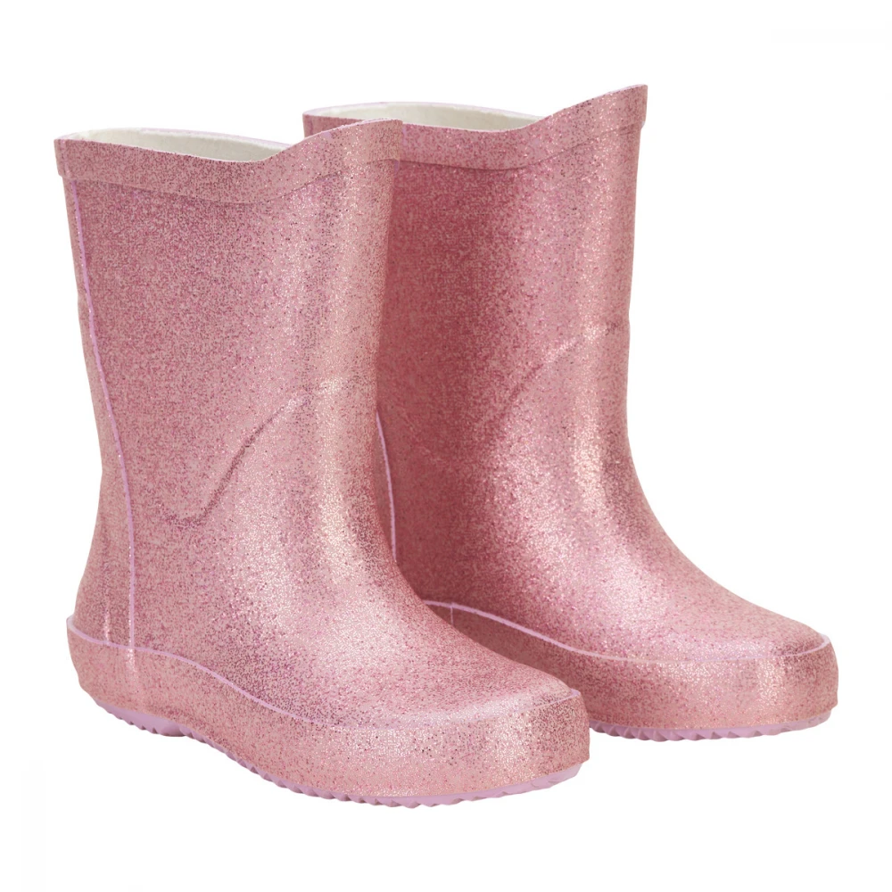 Glitter Mauve rain boots for girls in natural rubber