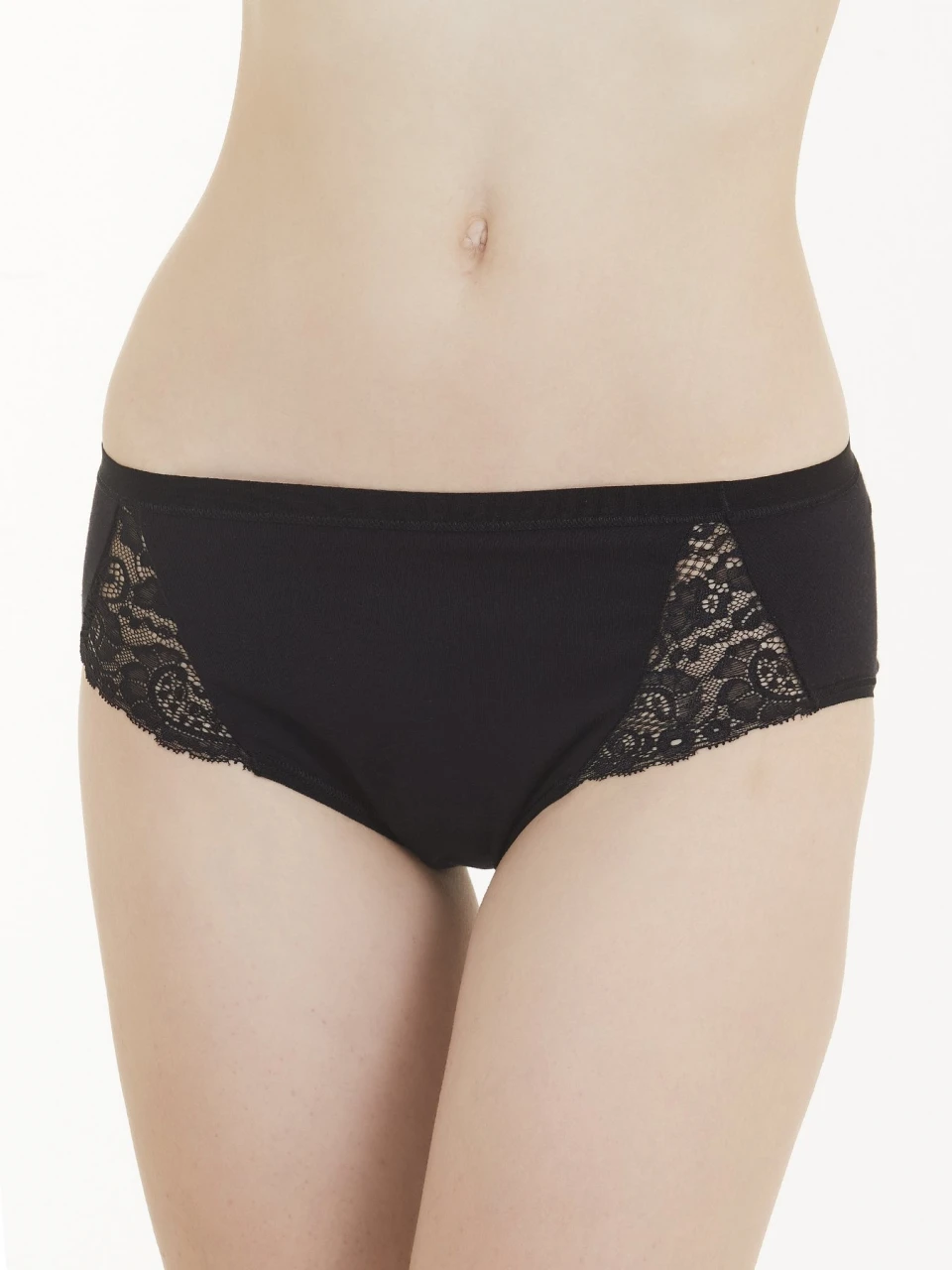 Jolie mid waist briefs with lace in organic cotton