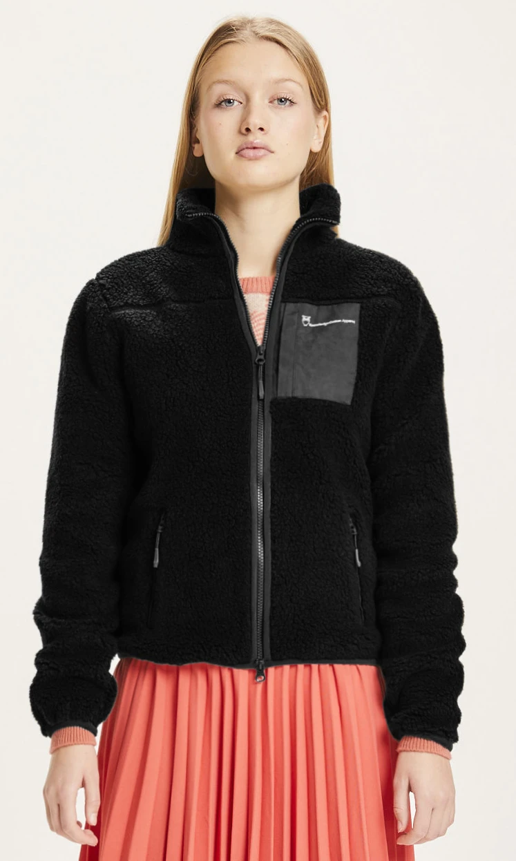 High neck zip jacket in recycled polyester fleece