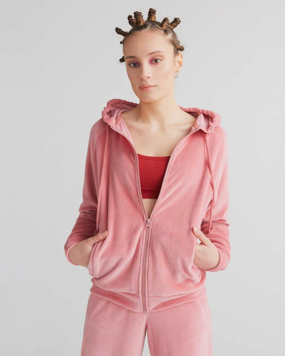 Nicky women's hooded jacket in organic cotton chenille