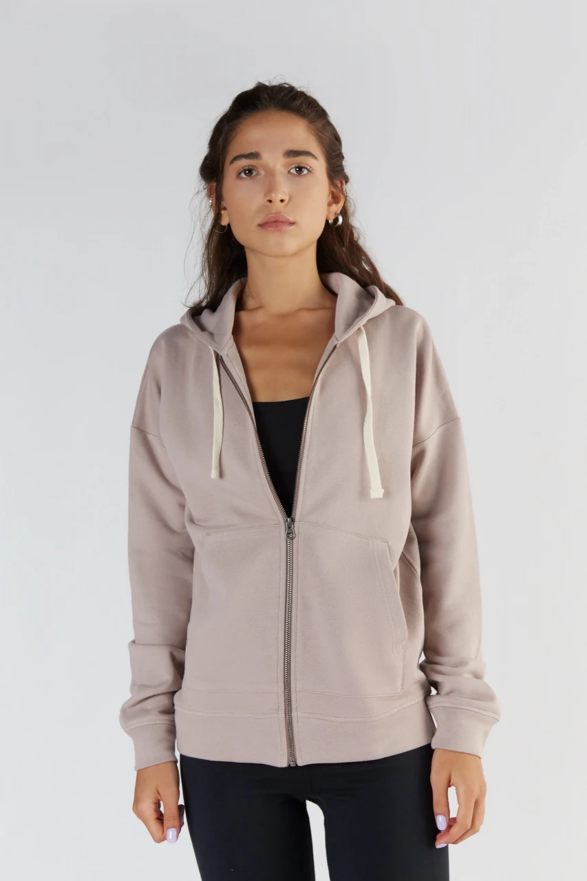Women's hooded sweatshirt jacket in Organic Cotton and Tencel™