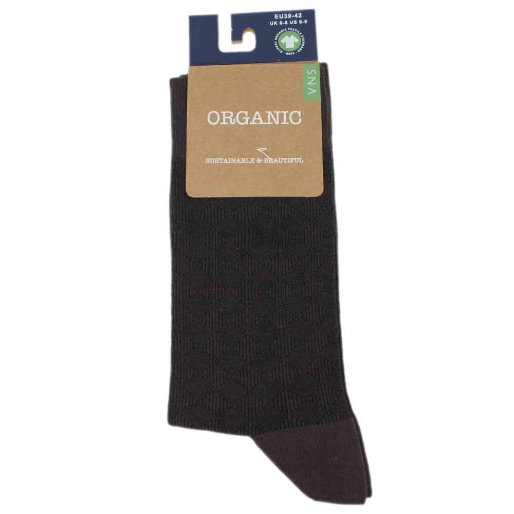 Square men's brown socks in organic cotton
