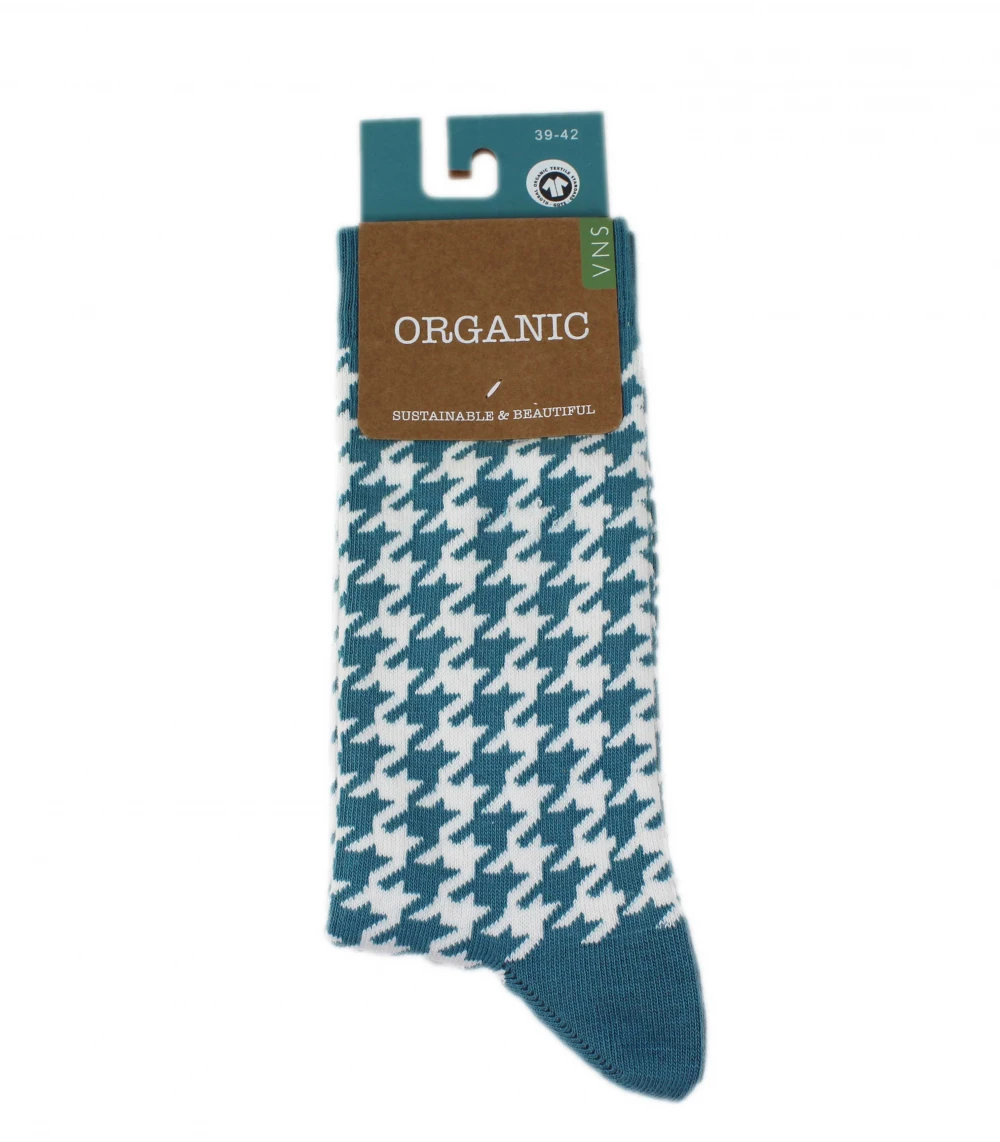 Dogtooth women's turquoise socks in organic cotton