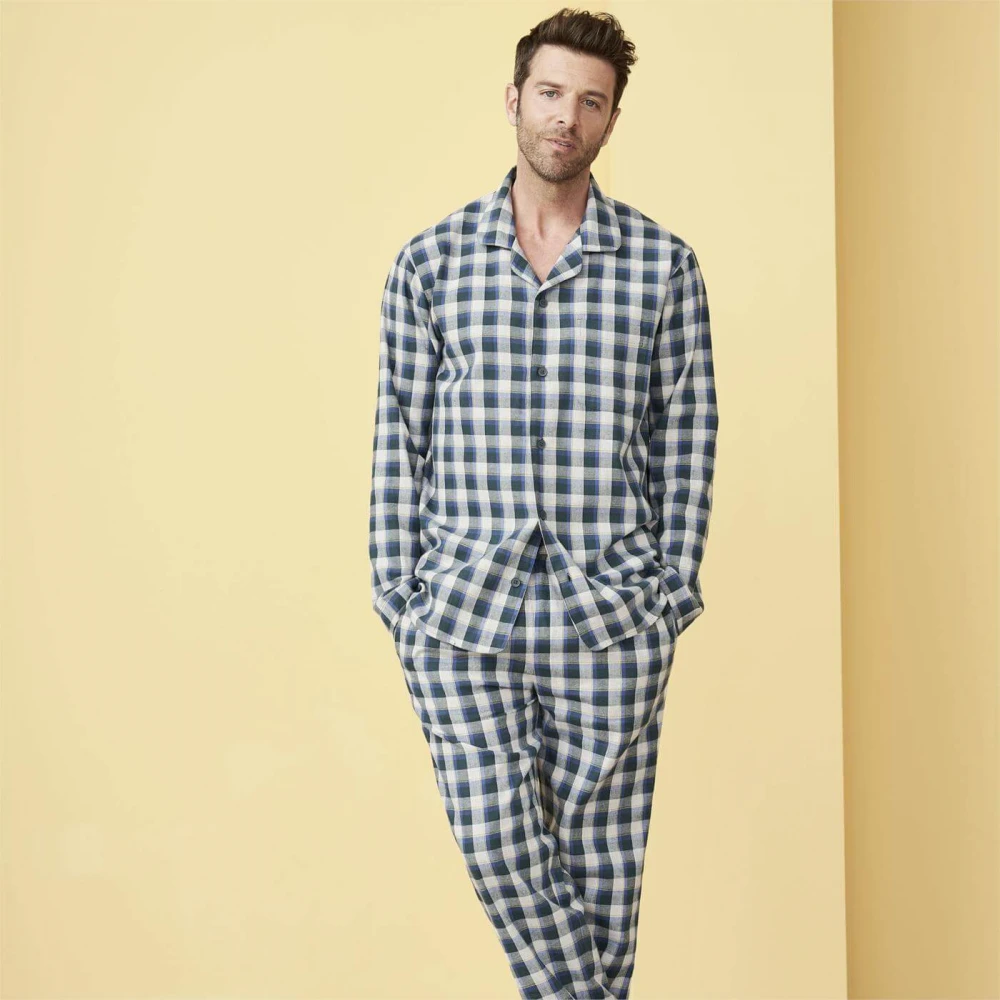 Pajama Jeremy in organic cotton flannel Forest/Grey
