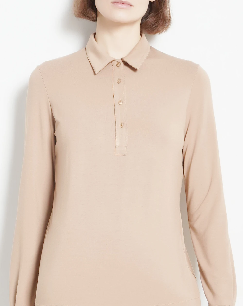 Women's long-sleeved polo shirt in viscose eco-microfibre