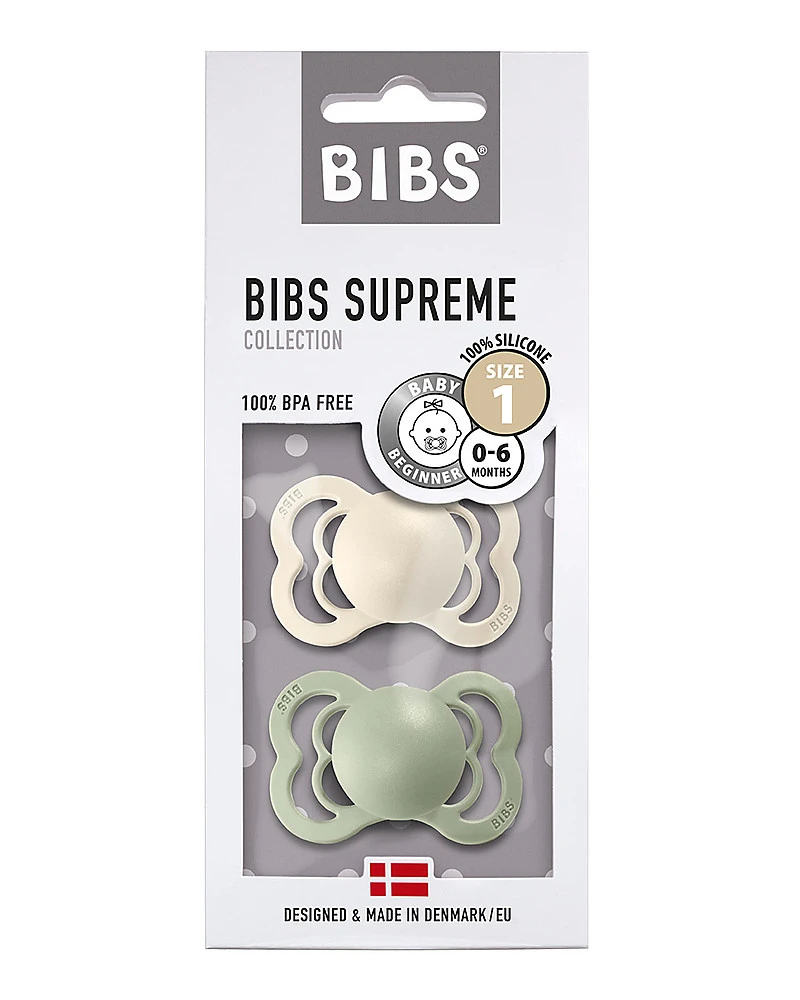 BIBS Supreme Pacifiers 2 pcs Ivory and Sage