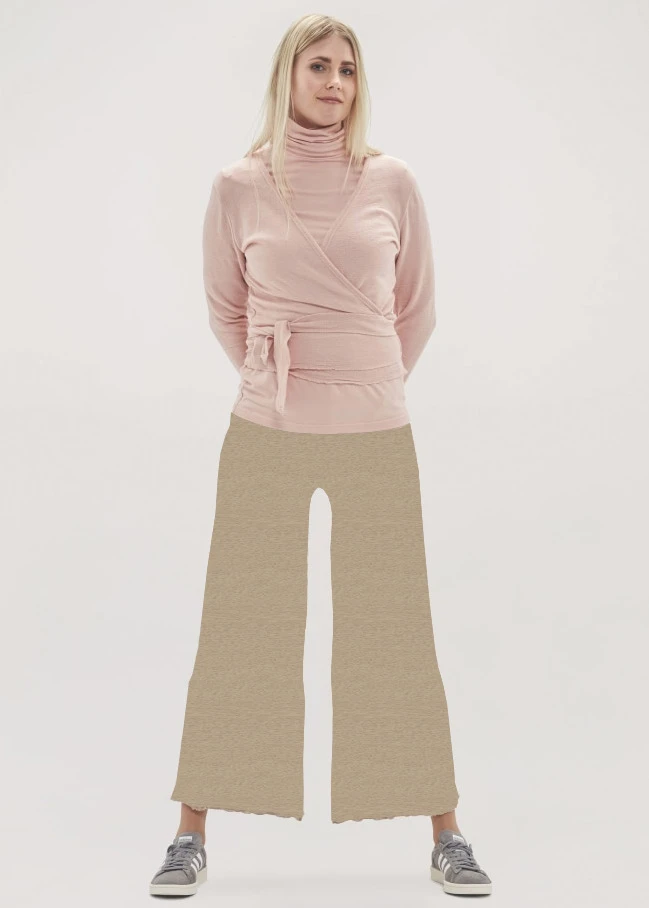BLUSBAR wide trousers for women in pure merino wool