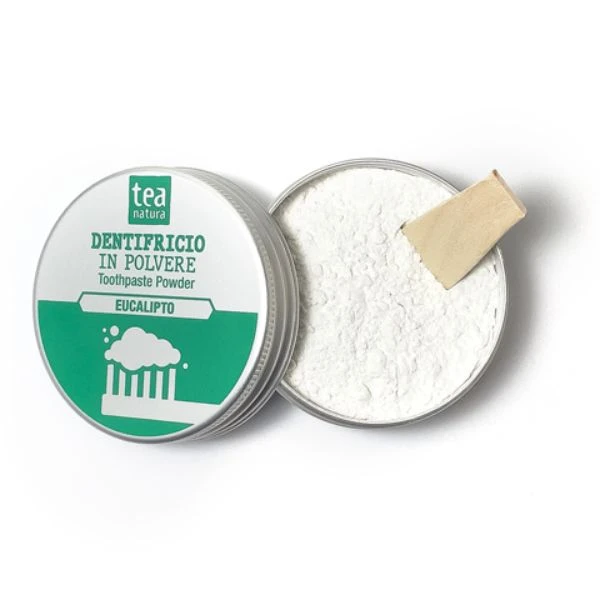 Plastic free antibacterial whitening powder toothpaste with eucalyptus