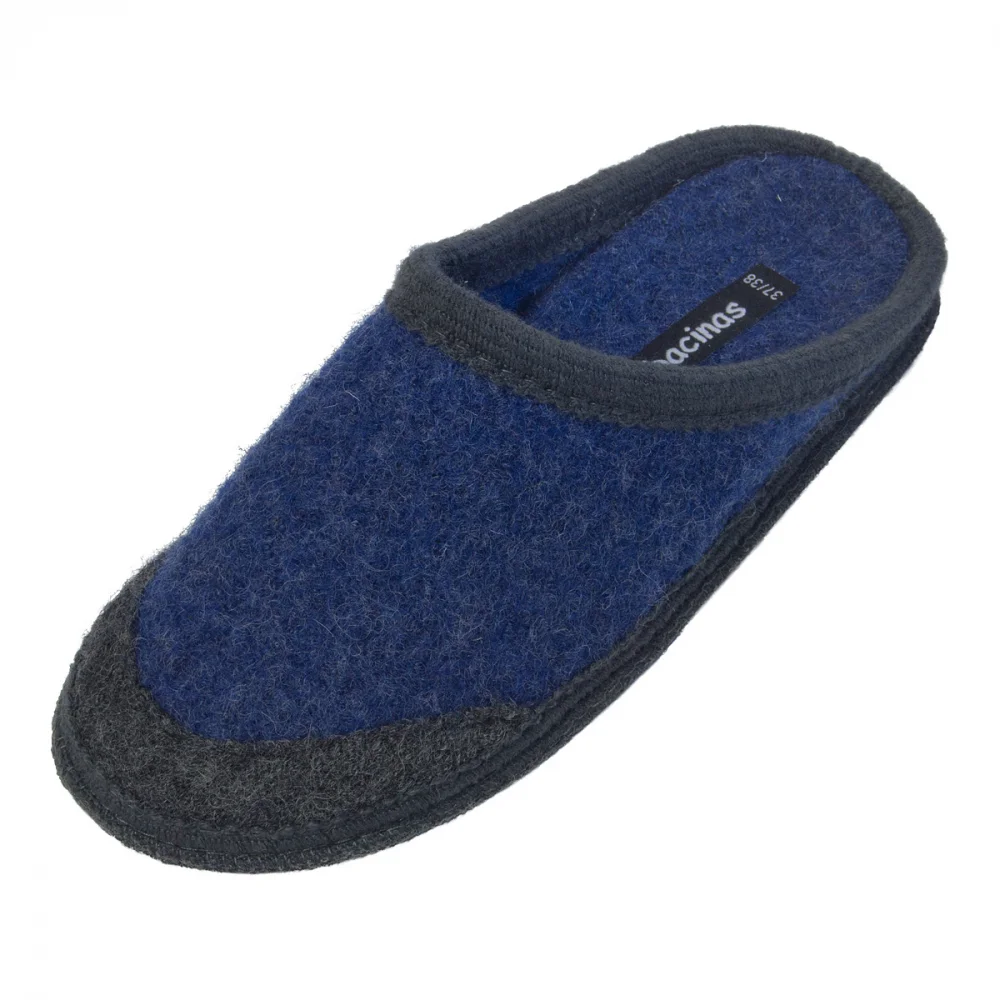 Slippers in pure boiled wool Bicolor BLUEJEANS-GREY_85744