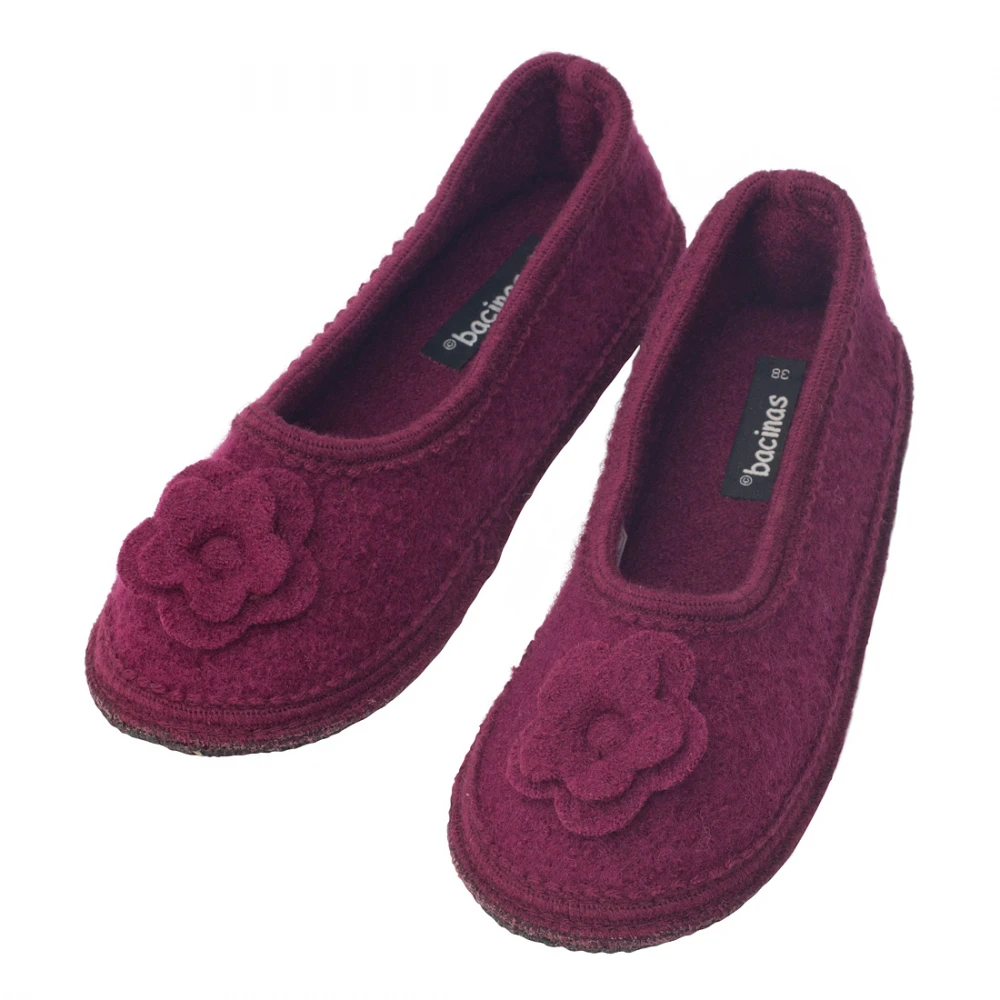 Women's ballet slippers in pure boiled wool Orchid