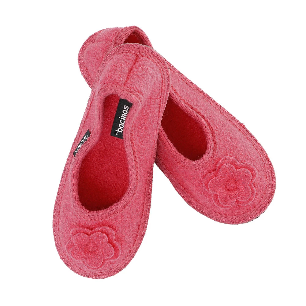 Women's ballet slippers in pure boiled wool Coral