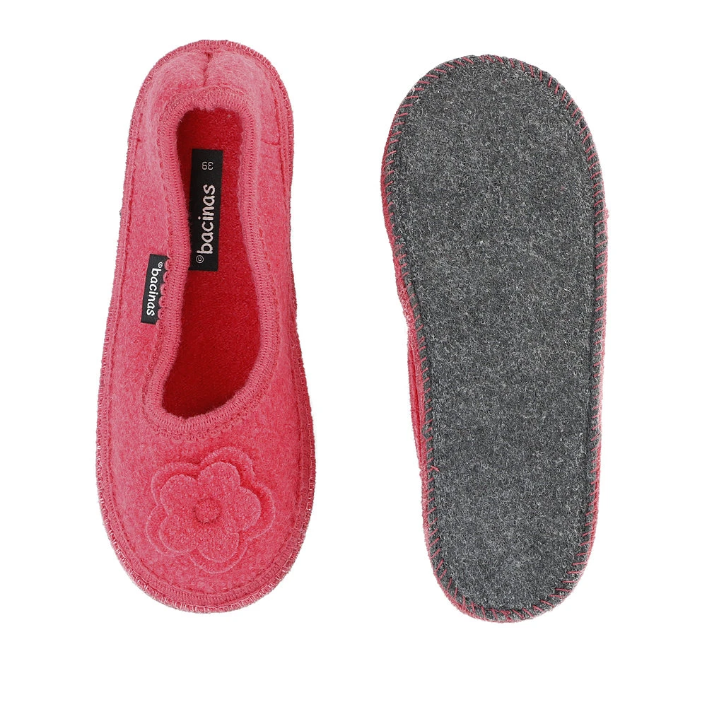 Women's ballet slippers in pure boiled wool Coral_85900