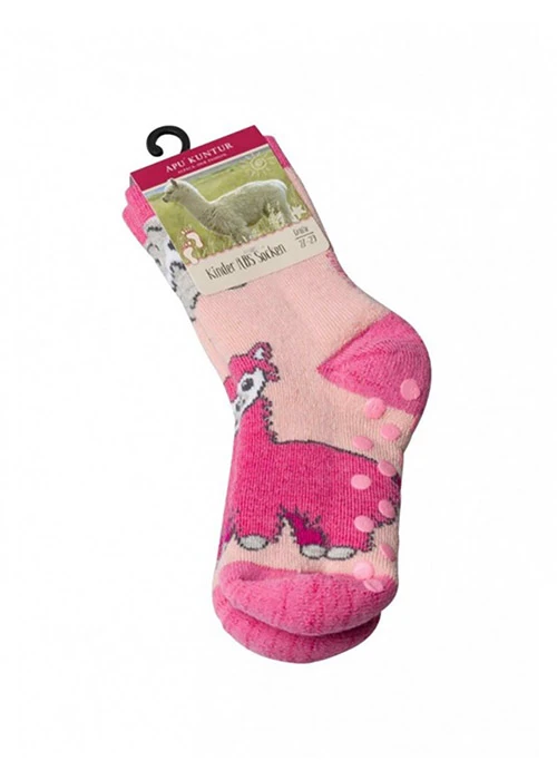 Anti-slip pink ABS socks kids children alpaca wool