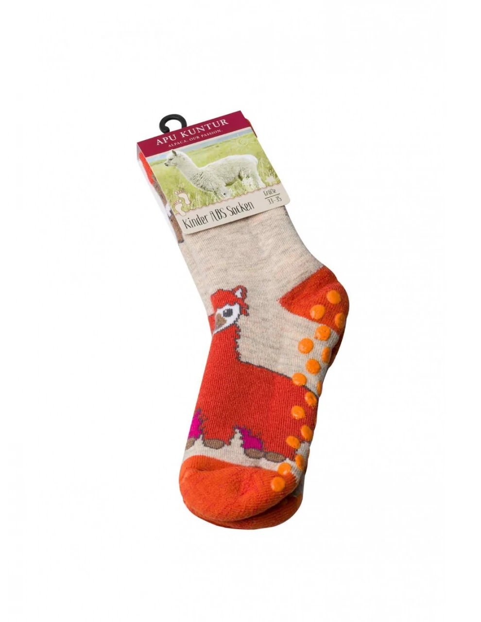 Anti-slip orange ABS socks kids children alpaca wool
