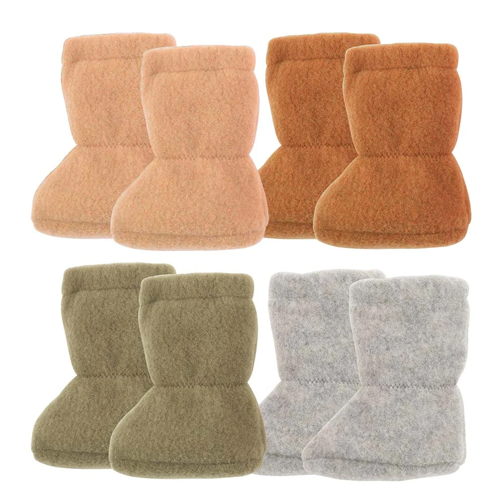 Thermal booties for babies in organic wool fleece