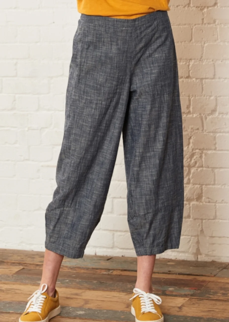 Women's summer Bubble pants in pure fair trade Chambray cotton