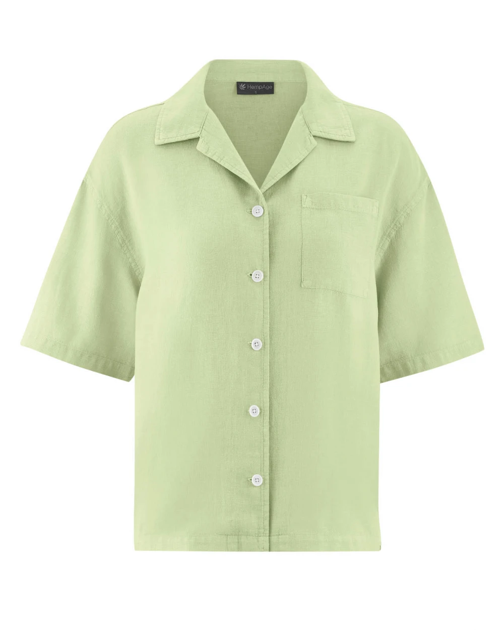 Women's short-sleeved shirt in hemp and organic cotton