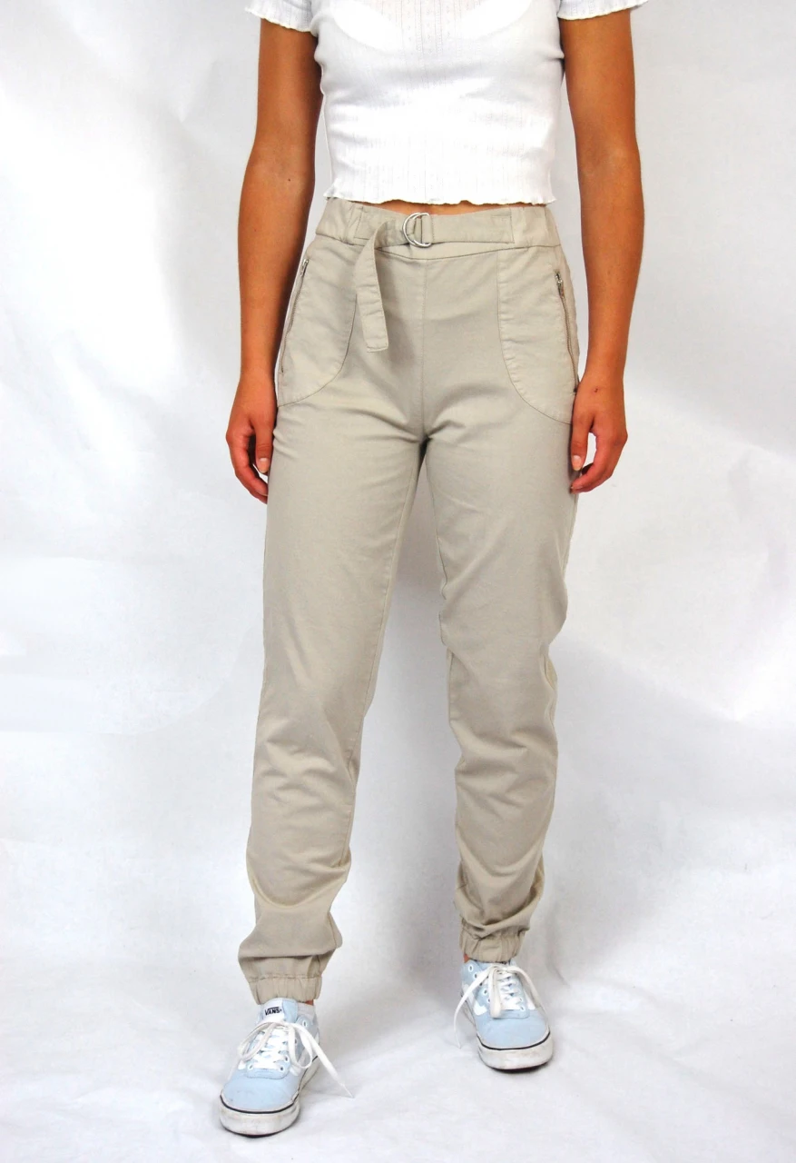 Monia trousers with belt for women in organic cotton