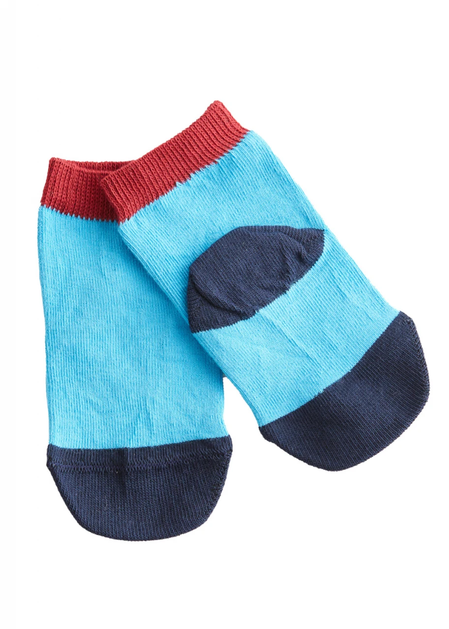 Socks for children light blue/blue/red in organic cotton