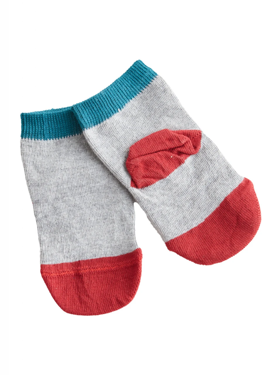 Socks for children gray/red/petrol in organic cotton