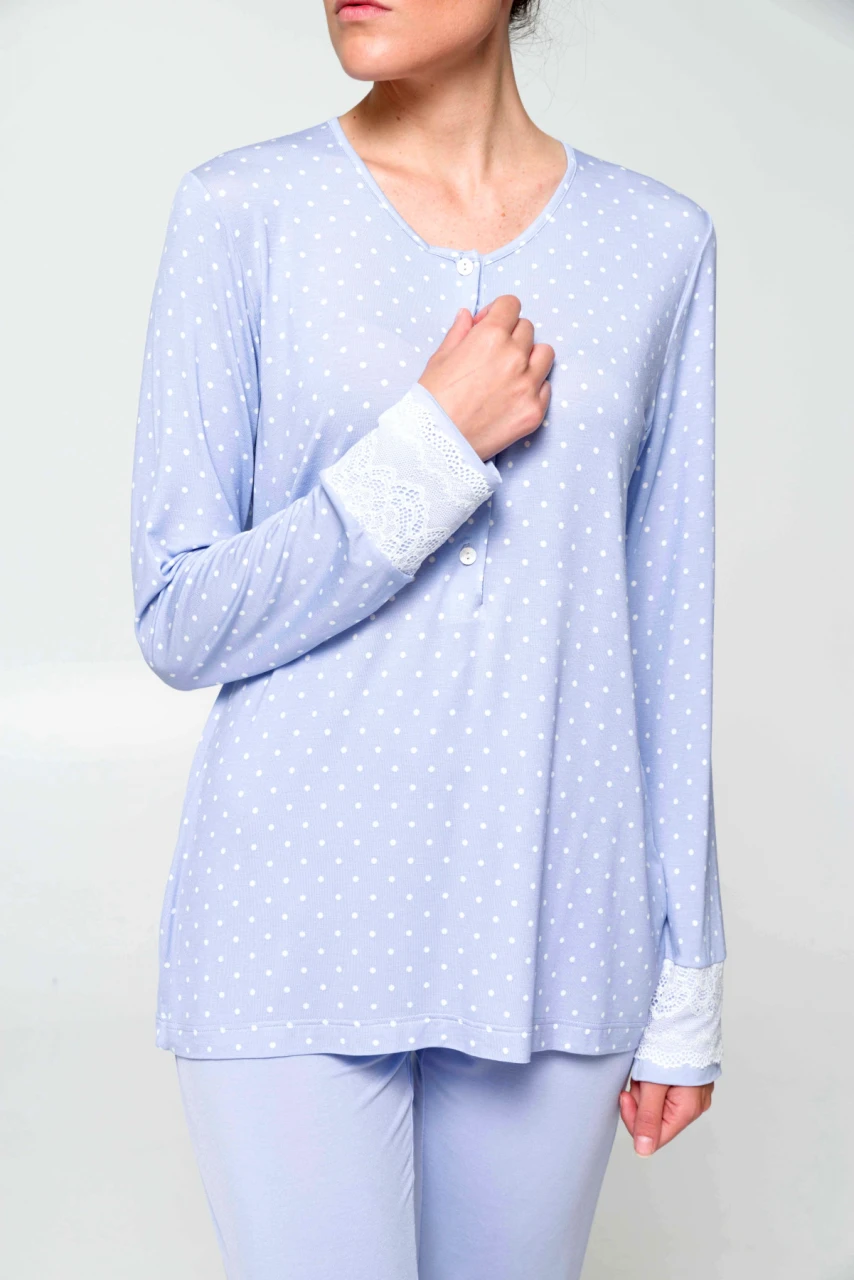 Pajamas Porzia with lace for woman in viscose