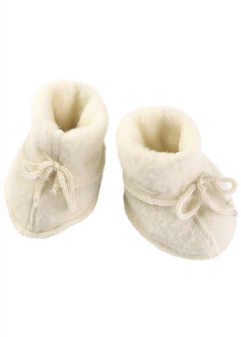 Baby shoes in organic wool fleece - Natural White