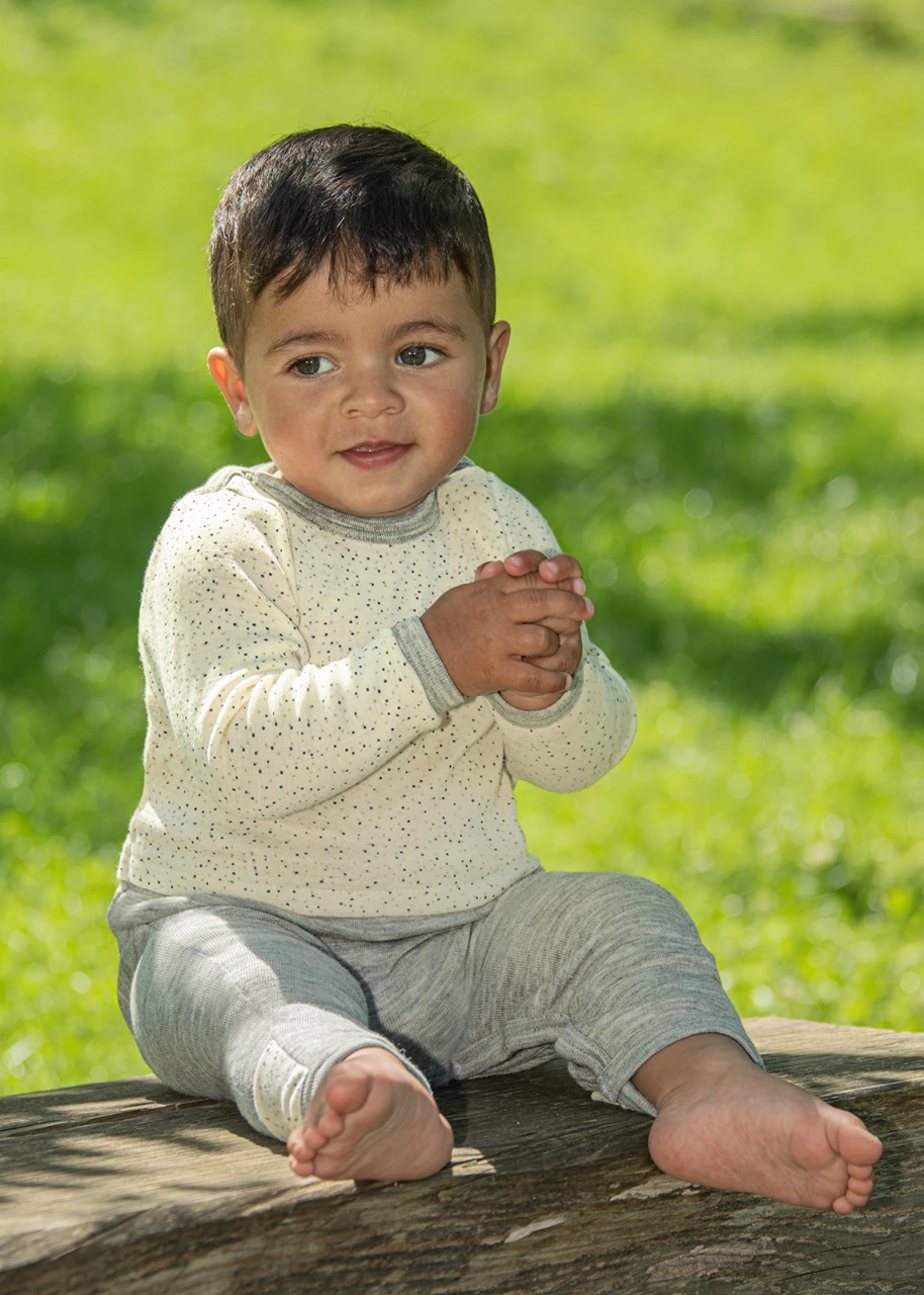 Tutina per neonato in lana biologica e seta - Fantasia Naturale