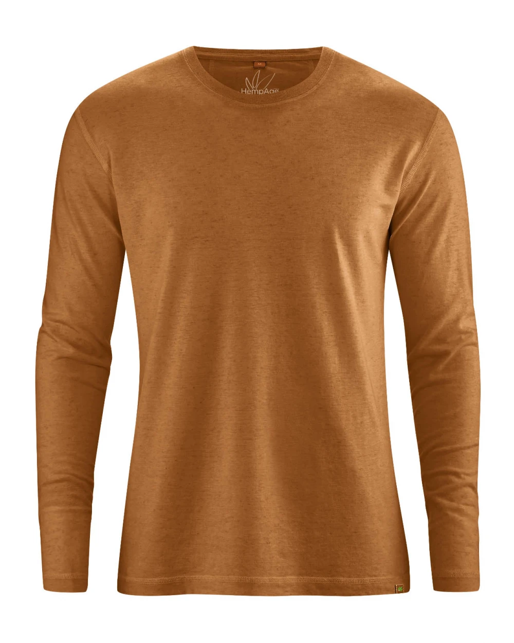 Basic long-sleeved shirt for men in hemp and organic cotton - Almond