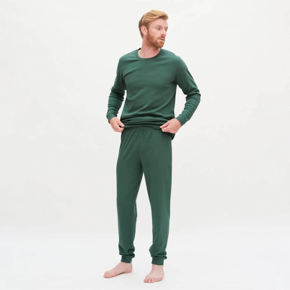 Pine green organic cotton pajamas for men