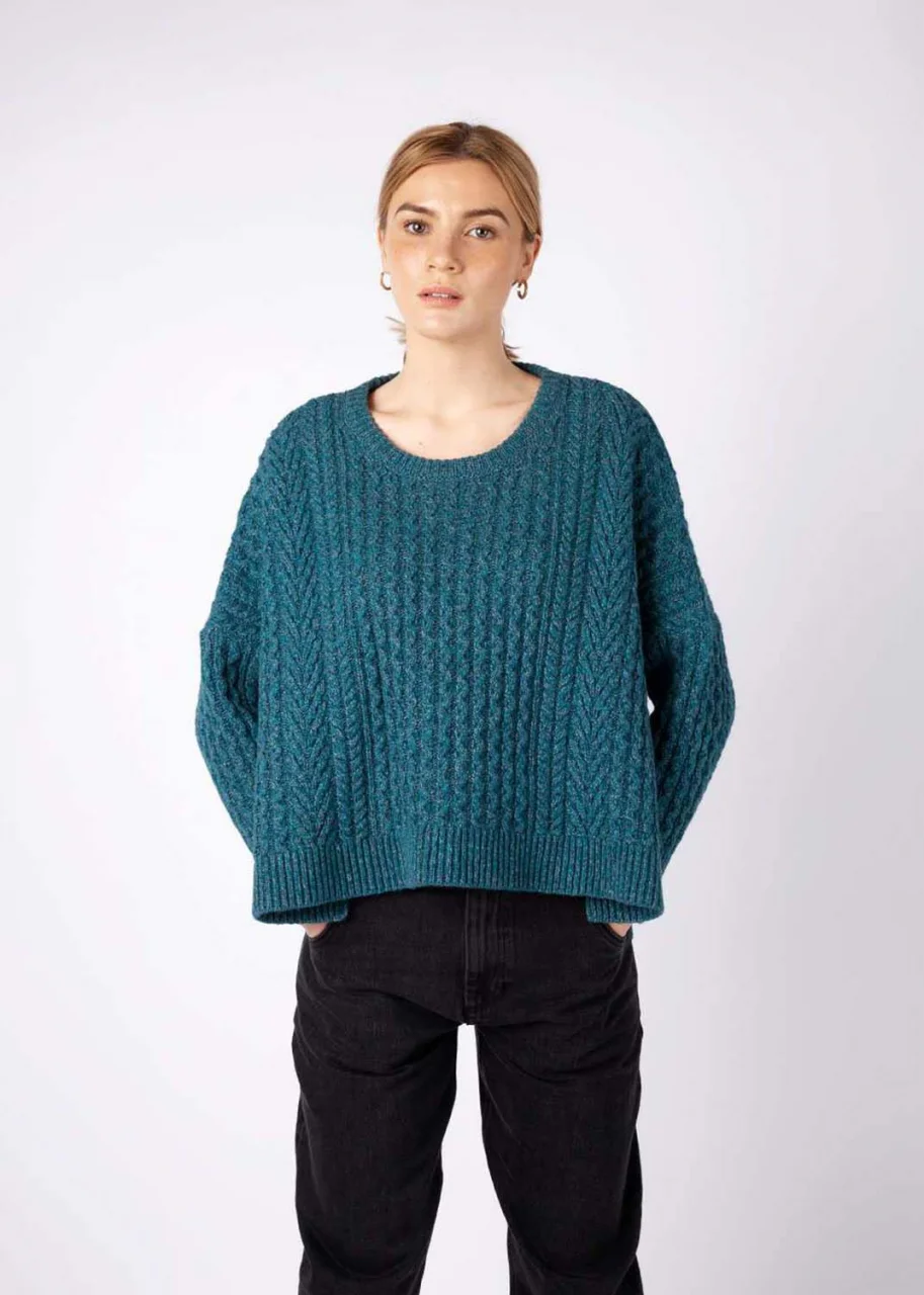Iris Contrast Panel Funnel Neck Sweater Sunset Biscuit