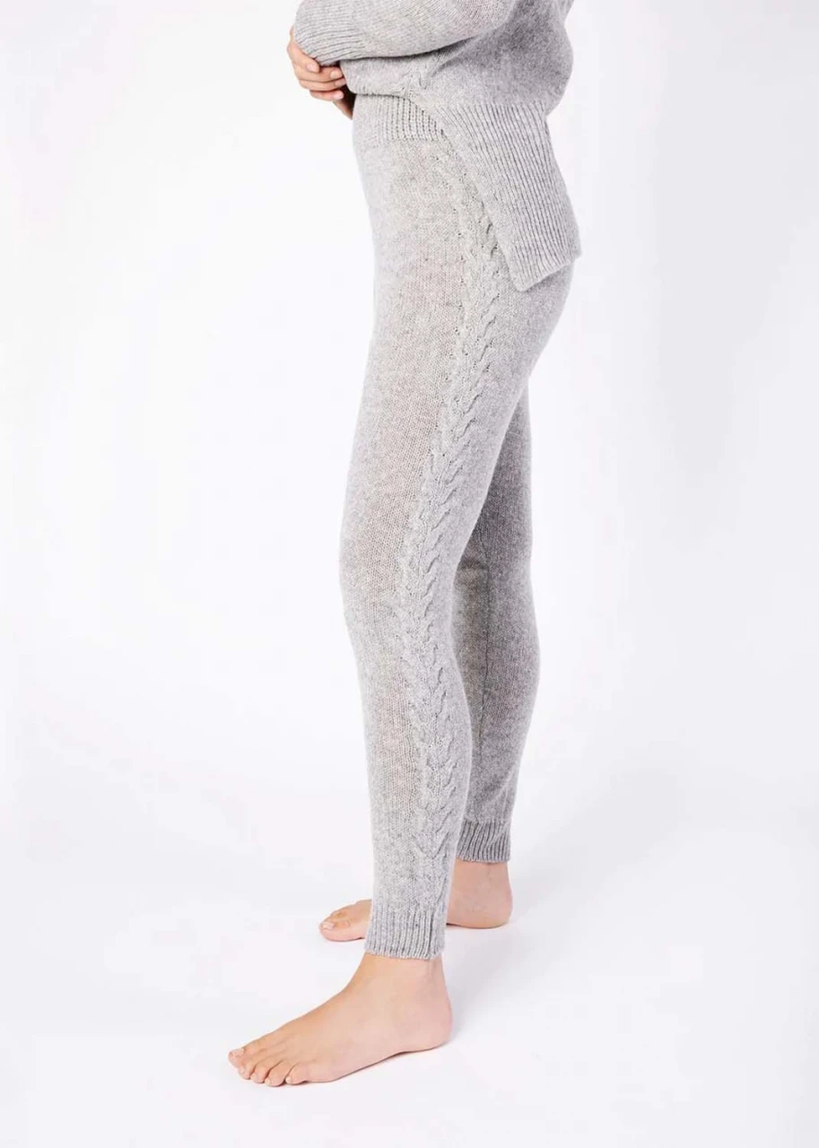 Jersey Cable Detail Leggings in pure merino wool
