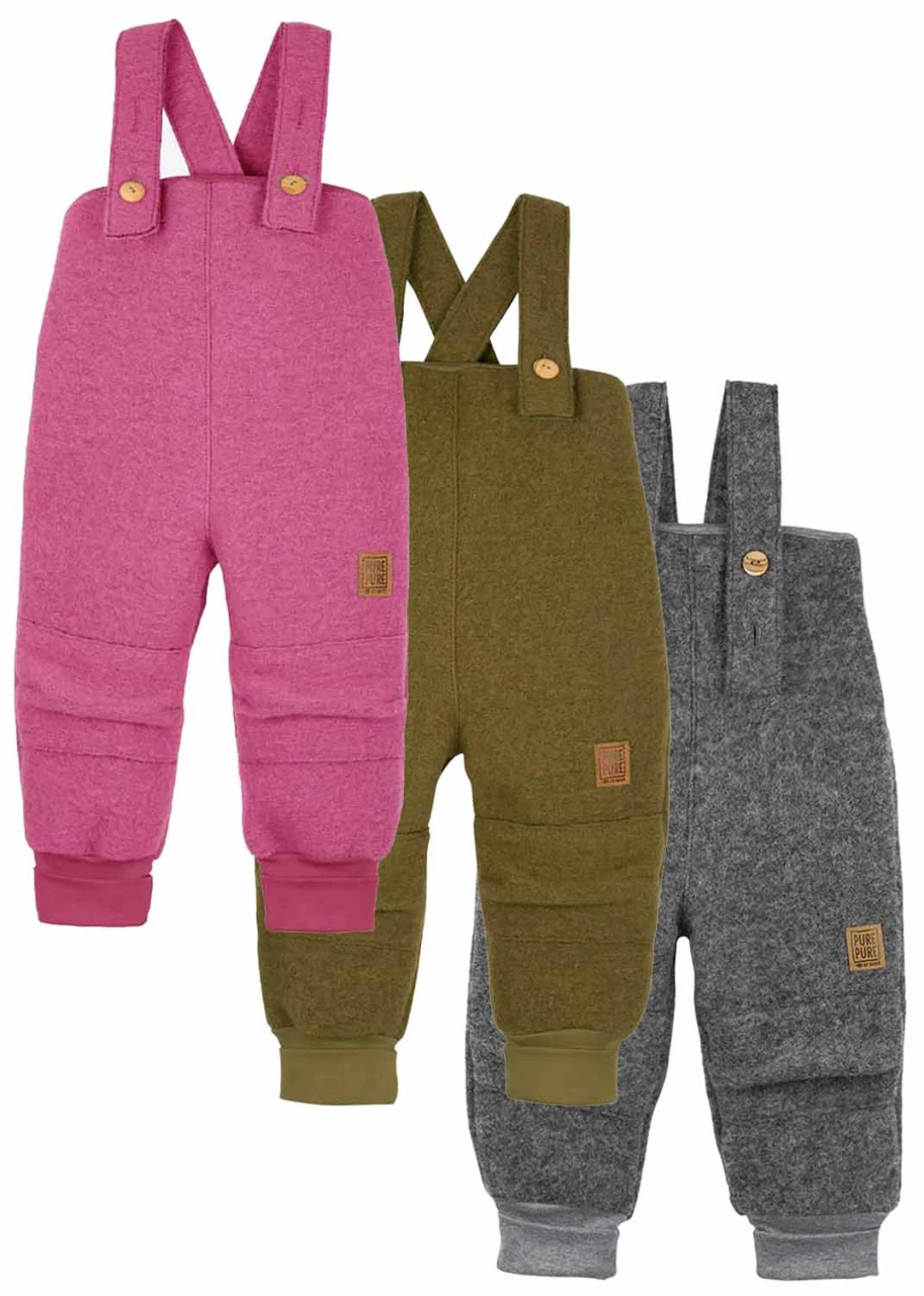 Dungarees for children in Organic Wool lined in Organic Cotton