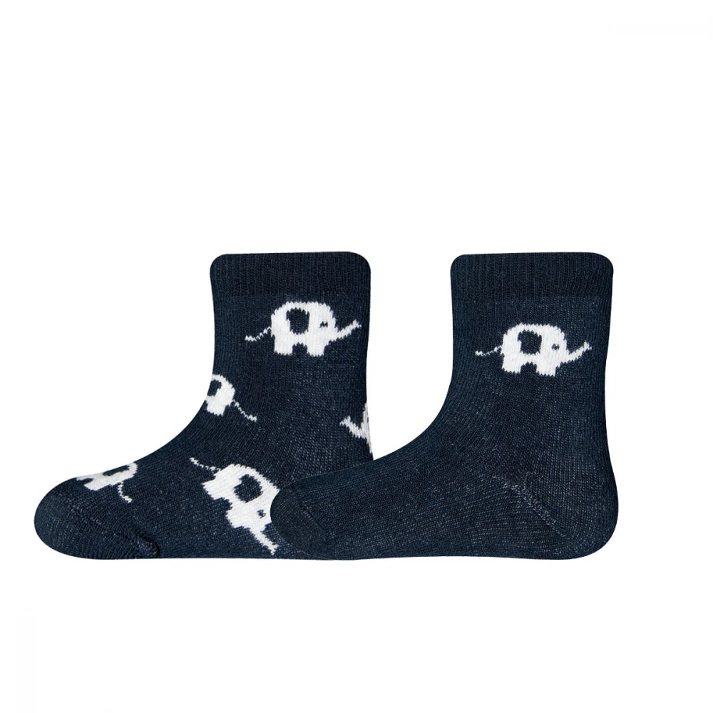 2 PAIR Socks  for children in organic cotton:  Blue Elephant