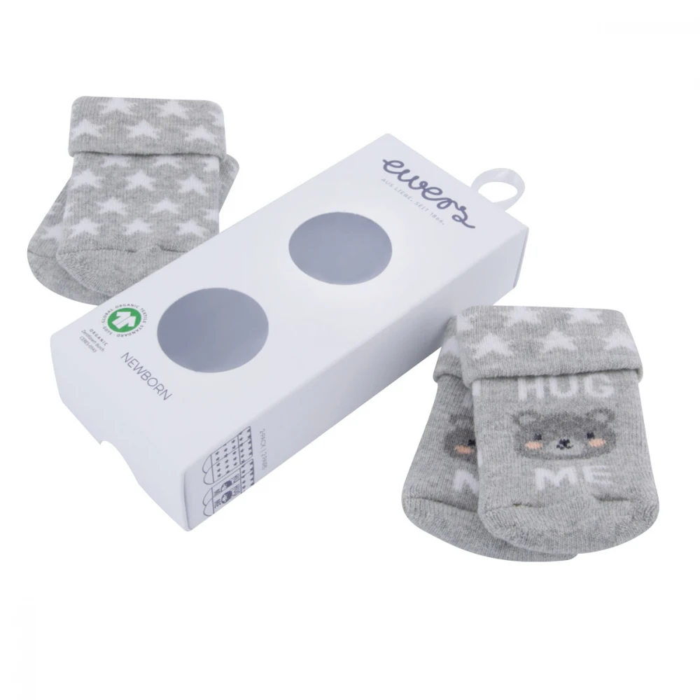 Teddy Bear Socks 2 PAIRS for Newborn in organic cotton