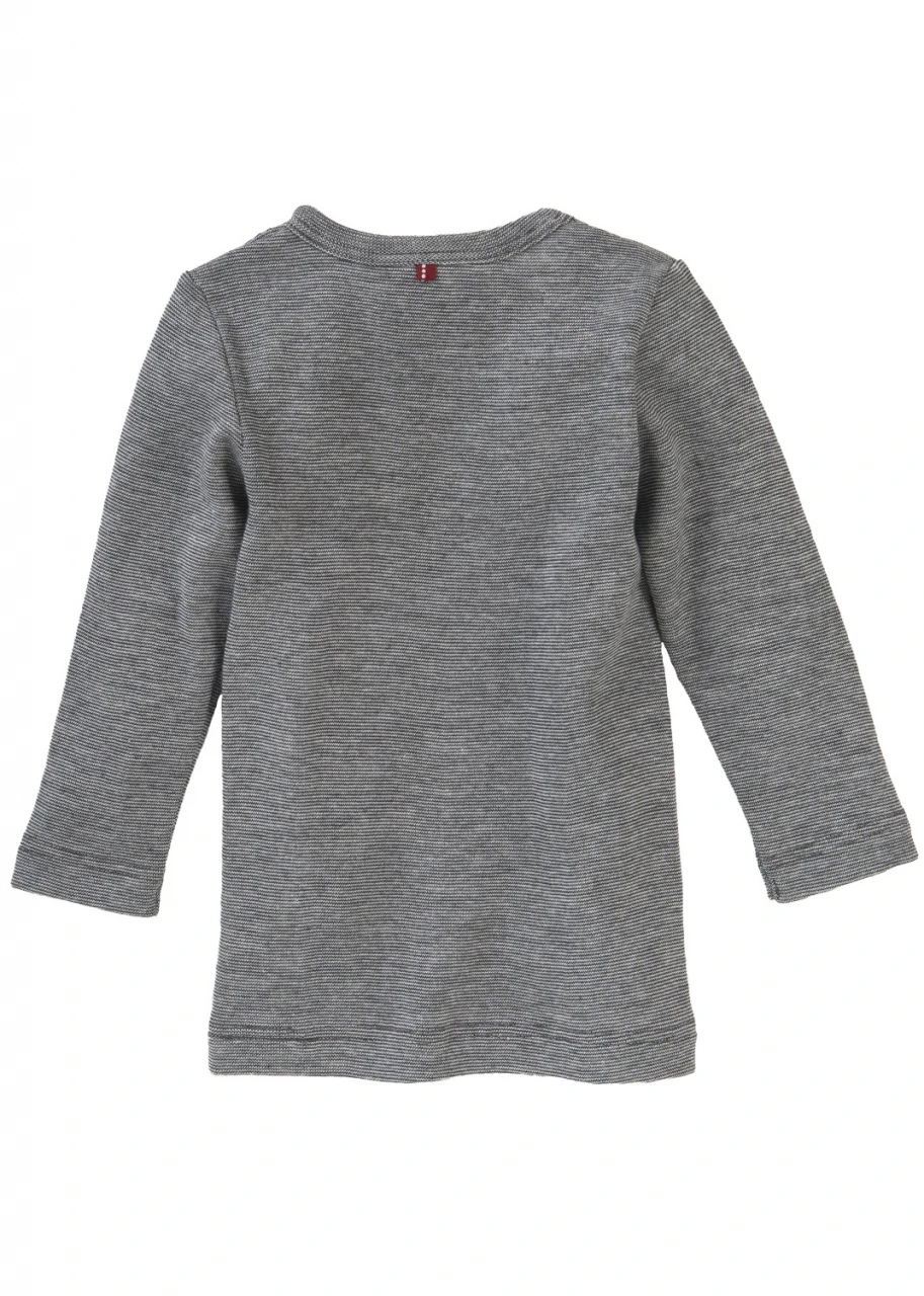 Gray long-sleeved shirt in organic cotton, organic wool and silk_99915