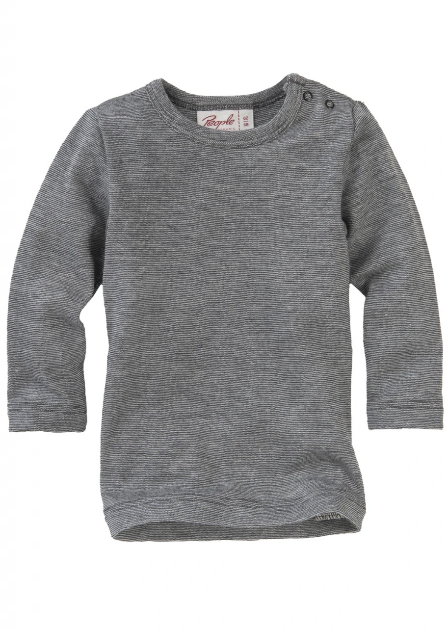 Gray long-sleeved shirt in organic cotton, organic wool and silk
