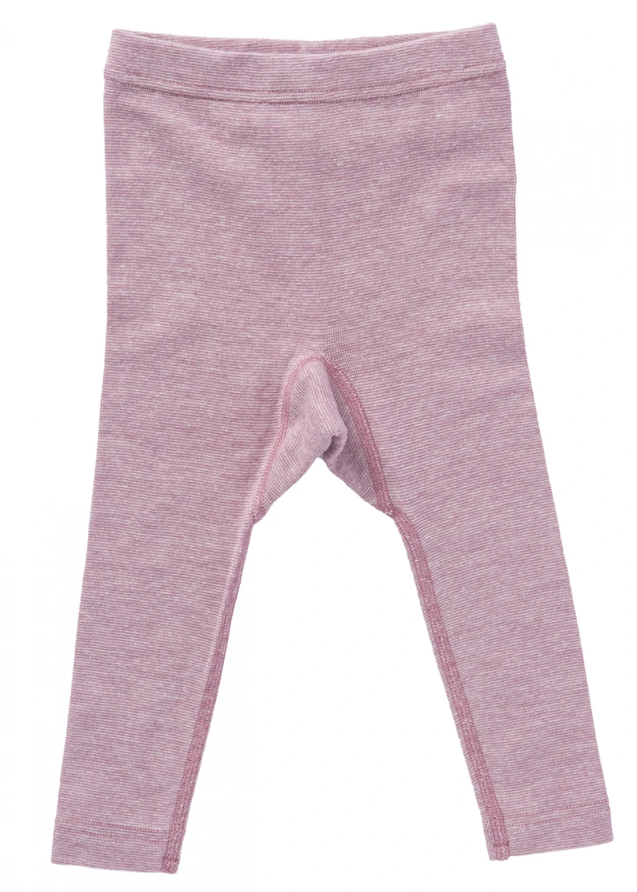 Pink leggings in organic cotton, organic wool and silk