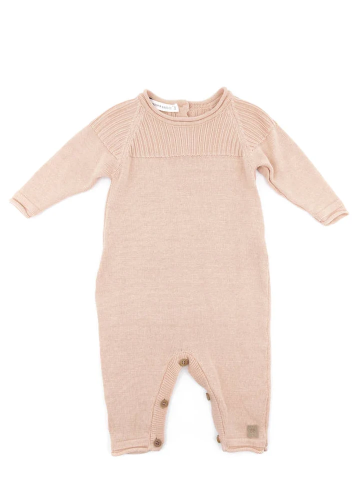 PINK knitted onesie for babies in organic Bamboo