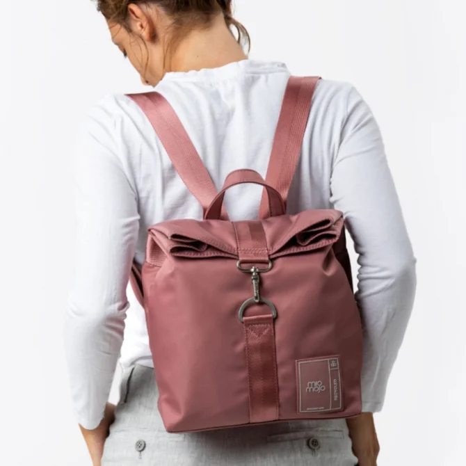 Penelope Mini Malva Backpack in recycled Nylon from fishing nets