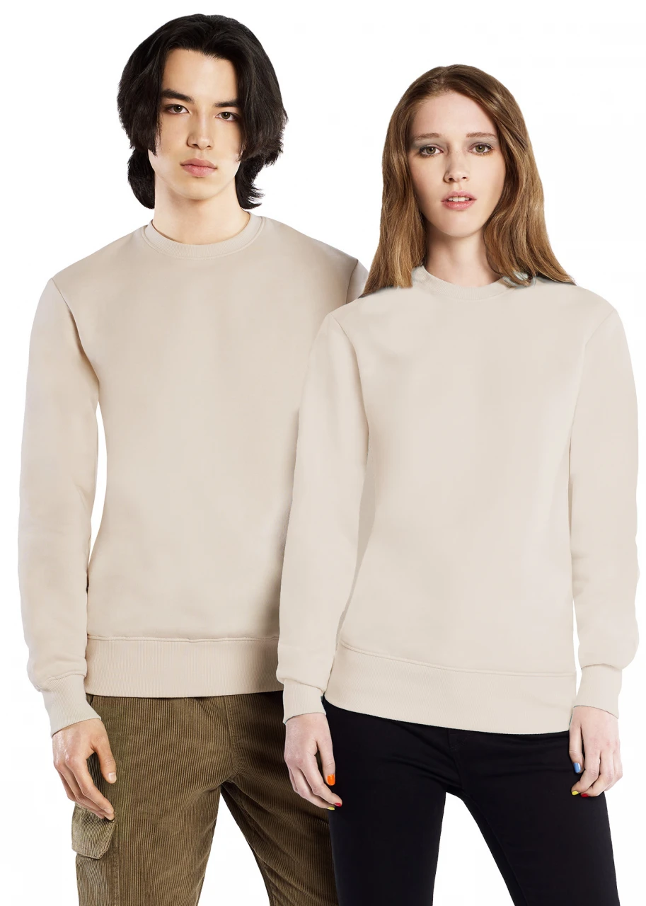 Unisex crewneck sweatshirt in pure organic cotton - SAND