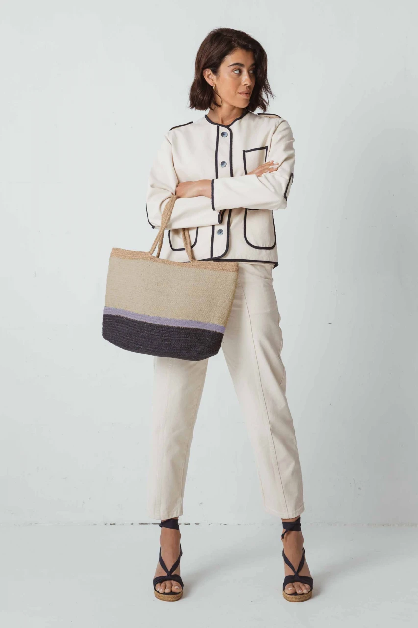 Limo women's shopper bag in yuta and cotton -  Navy_102776