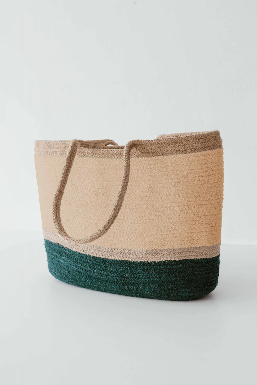Limo women's shopper bag in yuta and cotton -  Green