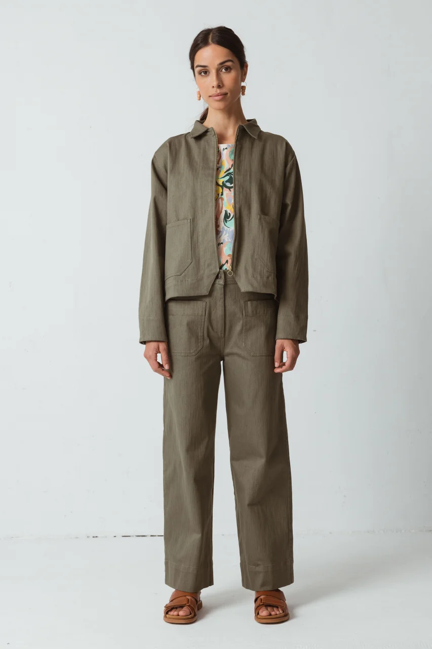 Olga jacket for women in organic cotton - Green_100811