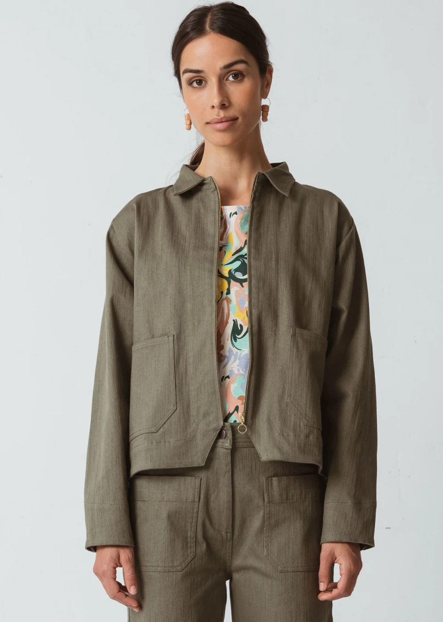 Olga jacket for women in organic cotton - Green