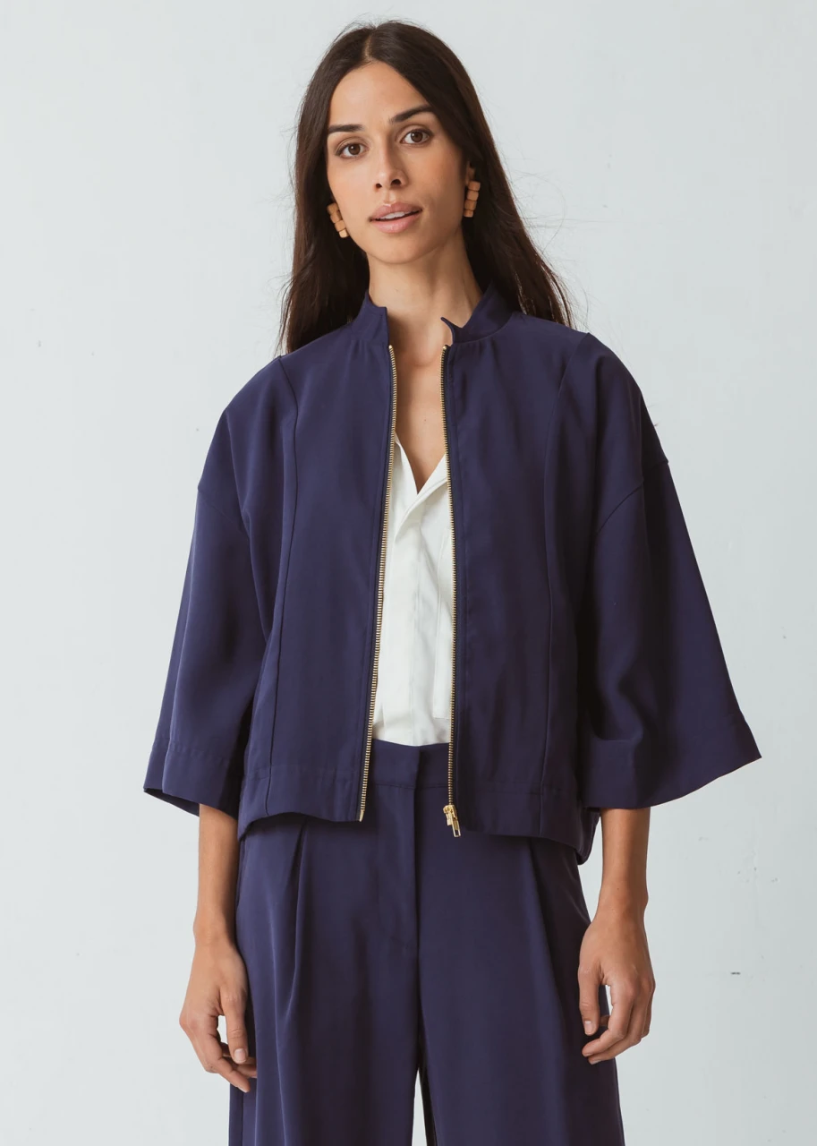 Women's Zeiane Jacket in Sustainable Viscose Ecovero - Blue